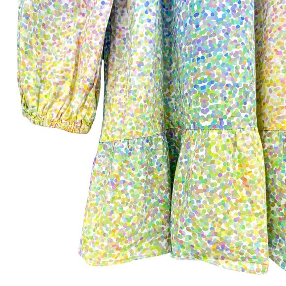Cynthia Rowley Confetti Dot Print 100% Poplin Cotton Long Sleeve Shift Dress - Picture 10 of 16
